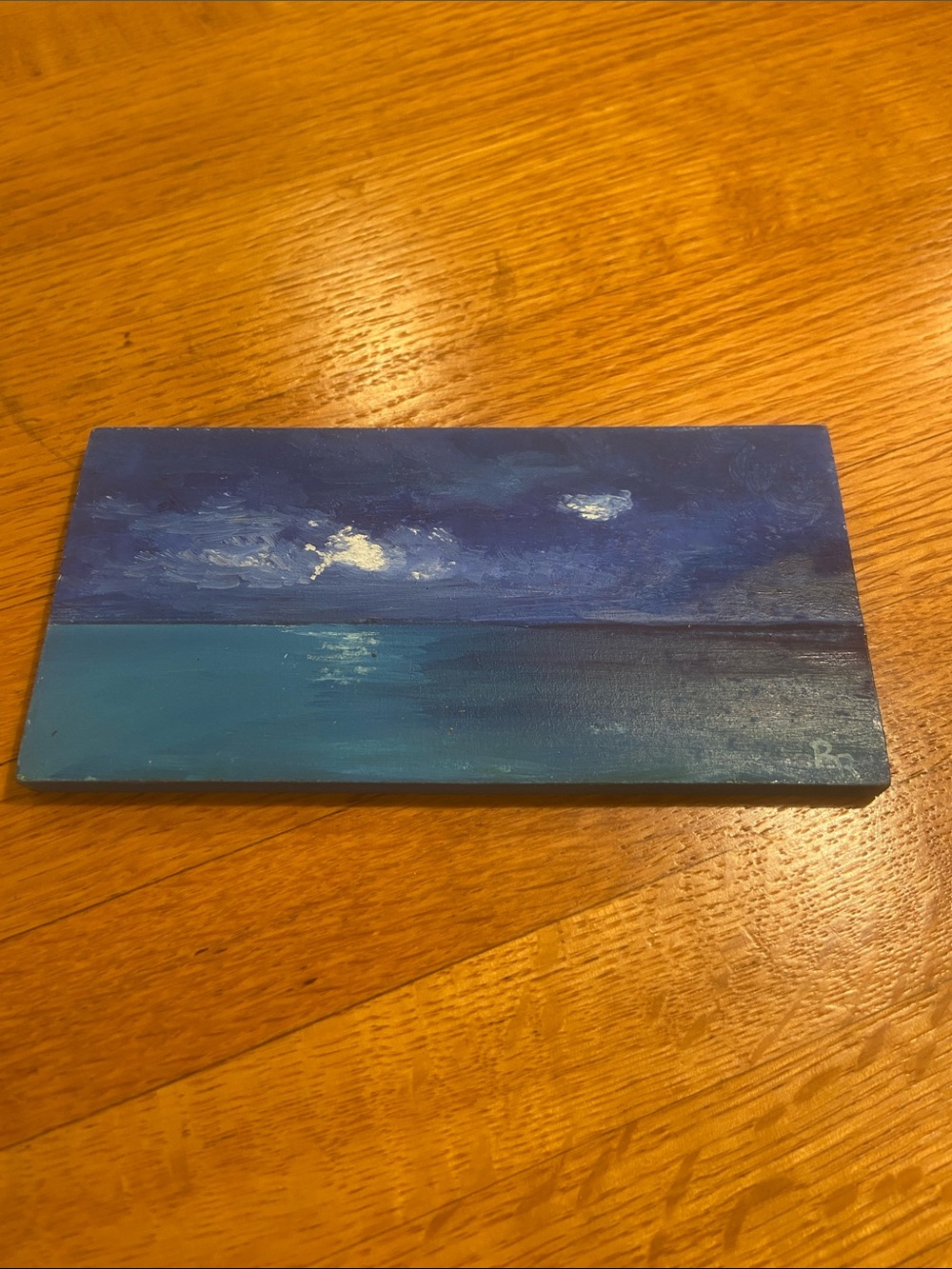 Hand-Painted Blue Seascape Mini Art